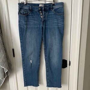LOFT Medium Blue Cropped Button-Fly Ankle Jeans